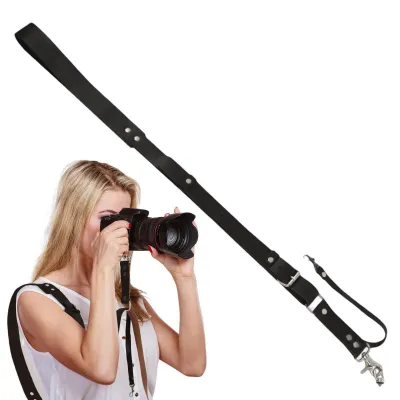 Immagine prodotto di Cinghia per fotocamera - In pelle, regolabile - Nera