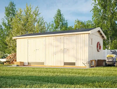 Produktbild von Gerätehaus Palmako Olaf 16,9 m² inkl. Fußboden 606 x 368 cm natur