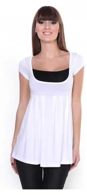 Produktbild von Damen Longshirt Shirt weit geschnitten Top 2 in 1 Optik Weiß/S/M 36/38