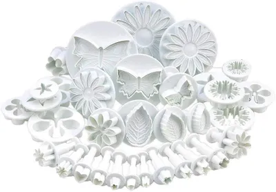 Produktbild von 33-teiliges Fondant-Kuchen- und Keksausstecher-Set mit Ausstechform in Blumen-, Blatt-, Schmetterlings- und Herzform – DIY-Werkzeuge