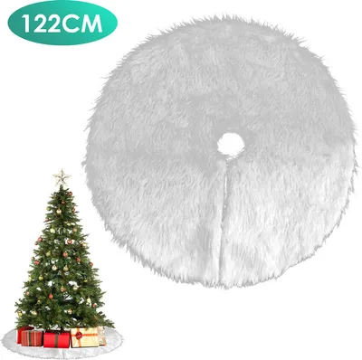 Immagine prodotto di Jiubiaz Albero di Natale Coperta Albero di Natale Bianco Peluche Albero di Natale Gonna Tappeto Rotondo 122cm