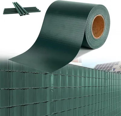 Produktbild von QEENTOE PVC Sichtschutzstreifen Sichtschutz Sichtschutzfolie Doppelstabmatten Zaun 35m x 19 cm mit 20 Stücke Befestigungsclipse Gartenzaun, Grün
