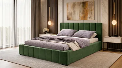 Produktbild von Nero Polsterbett 120x200 cm, Doppelbett mit Bettkasten, Velourstoff Grün