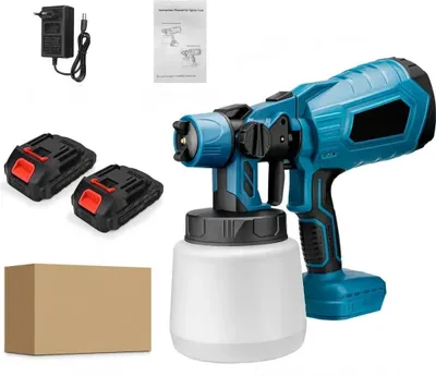 Produktbild von 1000ml Akku Farbsprühsystem ,Elektro Farbsprühgerät, Wandfarbe Farbspritzpistole ,210W kabellose elektrische Spritzpistole，mit 2 Akkus