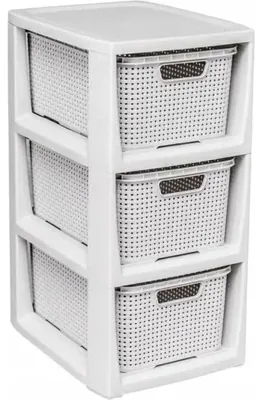 Produktbild von Branq Rattan Kommode - 3 Körbe antik weiß