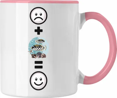 Produktbild von Trendation - Fisch Tasse Geschenk für Aquaristen Aquarium  :( + Fische = :) Lustige Geschenkidee Geburtstag (Rosa)