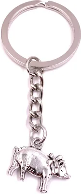 Produktbild von Onwomania Schlüsselanhänger Glücksschwein Schwein Bauernhof Metall Anhänger Charm