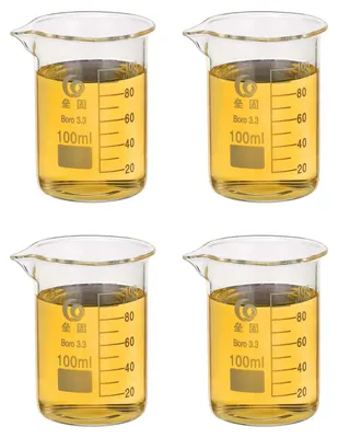 4er-Set 100 ml Messbecher aus Borosilikatglas, klar