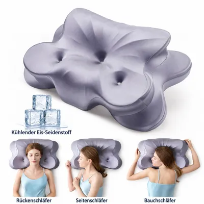 Produktbild von Nackenstützkissen Ergonomisches Memory Foam Kissen Schlafkissen,Waschbarer Kühlendes Eisseidengewebe Bezug, 13,4/8,3 cm, und CertiPUR-US