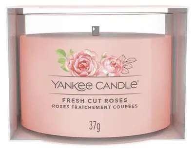 Productafbeelding van Yankee Candle, geurkaars "Fresh Cut Roses", rond, roze, rozengeur, brandduur 10 uur, 1 stuk