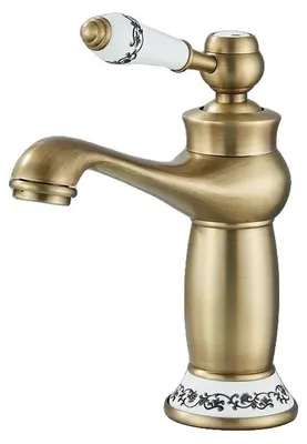 Zdjęcie produktu dla Bateria umywalkowa, konstrukcja mosiężna, zawór ceramiczny, mosiądz antyczny, gwint G1/2, stal nierdzewna