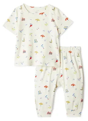 Produktbild von A. Essentials x Sofia Grainge Unisex Baby Set aus kurzärmeligem Baumwoll-Strickh