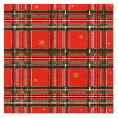 Produktbild von PAPSTAR Servietten 1/4-Falz, 25x25 cm, Tartan-Muster, 3-lagig | Folie (20 Stück)