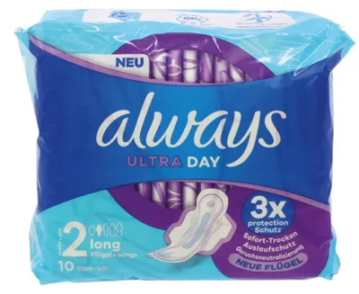 Produktbild von Always Ultra Dünne Binden, lang mit Flügeln, 10 Stück