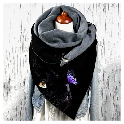 Produktbild von Damen Winter Schals mit Knöpfen, elegantes Dreieckstuch, klassischer Stil, geometrischer Herbstschal, Kaschmir-Schal, Poncho, weicher Schlauchschal, Geschenkidee