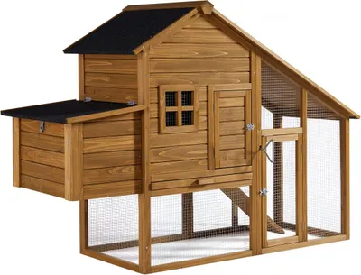 Image de Poulailler "Princesse" avec pondoir en bois - 4 poules - Marron