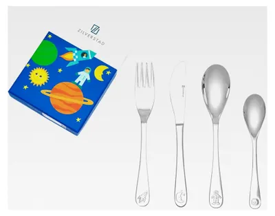 Produktbild von 4-teiliges Kinderbesteck Weltraum aus Edelstahl