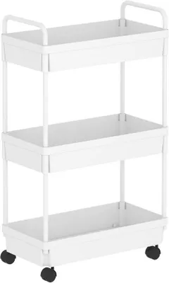Produktbild von Aufbewahrungswagen mit 3 Ebenen - Mobiles Regal mit Rollen für Küche und Badezimmer