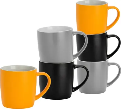 Produktbild von Argon Ta Kaffeetassen in matten Farben – 350 ml – Scandi – 6er-Pack – Robuste Teetasse aus Steingut, spülmaschinen- und mikrowellengeeignet