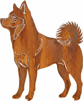 Produktbild von Edelrost Samojede - Rost Deko Hund Rostfigur Gartendeko für Draußen - stabile Metall Gartenfigur aus Stahl - Wetterfest für Beet Terrasse - 45x41cm