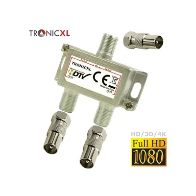 Immagine prodotto di TronicXL distributore BK a 2 vie Adattatore cavo TV distributore antenna cavo TV DVBC ad es. per Unitymedia Vodafone Netcologne Netaachen Netkassel Telecolumbus Primacom Splitter Ewe