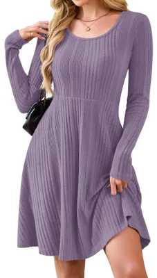 Productafbeelding van AUSELILY Lange mouwen, gebreide jurk voor dames, ronde hals, perfect voor de herfst, trui-jurk