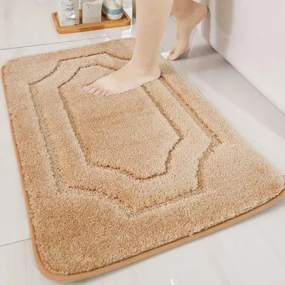 Obrázek produktu pro Měkká a protiskluzová koupelnová rohožka Unyqoos® do sprchy, koupelny a na toaletu – savá a pratelná, béžová, 50 x 80 cm