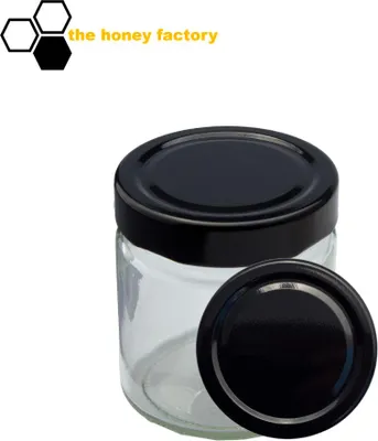 Produktbild von 96 x HONIGGLAS DEEP Twist Off 250G KARTON mit Metalldeckel SCHWARZ Feinkostglas