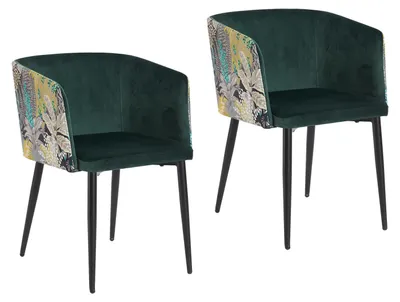 Produktbild von Destin Stuhl 2er-Set, Grau, gepolstert, mit Armlehnen, gemusterte Rückenlehne, 58x73x56 cm