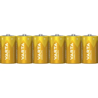 Zdjęcie produktu dla Varta Longlife Extra D, 6x, Jednorazowa bateria, D, Alkaliczny, 1,5 V, 6 szt., Niebieski, Żółty