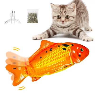 Interaktives Katzenspielzeug, elektrischer Fisch, Plüsch, Katzenminze