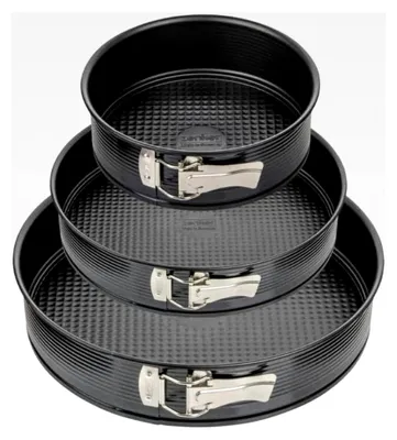 Produktbild von 3-teiliges Set runder Springformen 20 cm, 24 cm und 28 cm aus Stahl