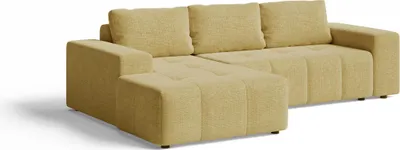 Obrázek produktu pro Rohová sedací souprava s funkcí spaní L – žlutá – 264x78x155 cm – levá – pohovka do obývacího pokoje – rozkládací sedací souprava – ORION