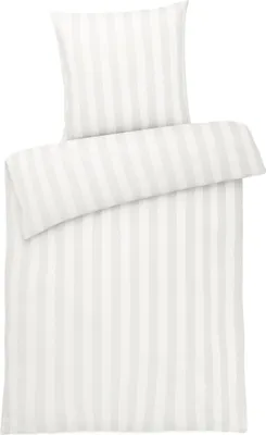 Produktbild von Damast Bettwäsche 135x200 Silber Streifen Bettbezug 135 x 200 gestreift 100% Baumwolle