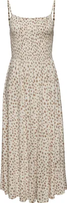Produktbild von LASCANA Midikleid mit gesmoktem Oberteil und Alloverprint creme-taupe bedruckt Größe 44