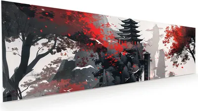 Produktbild von Glasbild 120x40cm in XXL für Wohnzimmer, Schlafzimmer Motiv Mystischer Tempel