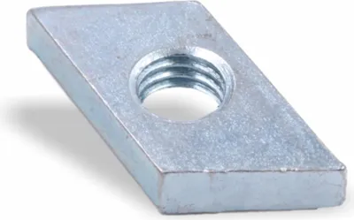 Produktbild von Nutenstein | Gewindeplatte Rhombus 19x13x5 mm M8 Gewinde Winkel 30° | Stahl verzinkt