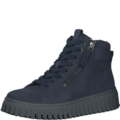 Produktbild von Tamaris Damen High-Top Sneaker Stiefelette Leder Schnürung Profilsohle 1-25206-43, Größe:39 EU, Farbe:Blau