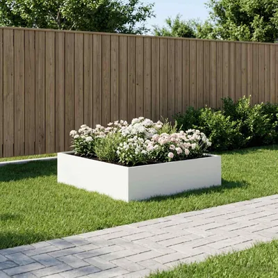 Image de Maison Exclusive - Pot de jardin blanc, 80 x 80 x 30 cm, en acier laminé à froid