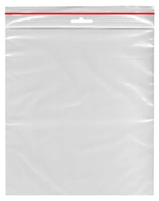 Produktbild von 1000x Druckverschlussbeutel 180 x 250 mm mit Eurolochung Farbstreifen rot