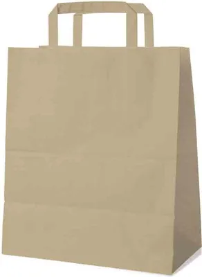 Produktbild von 50 Braune Papiertragetaschen 26 + 14 x 32 cm – Einkaufstaschen mit Innenhenkel