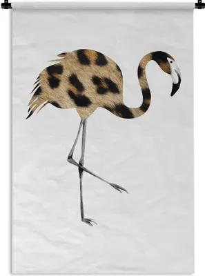 Produktbild von MuchoWow® Wandteppich Wandbehang Flamingo - Pantherdruck - Tier 120x180 cm Tapisserie Dekoration Wandtuch - Schlafzimmer - Dekorationen für das Haus