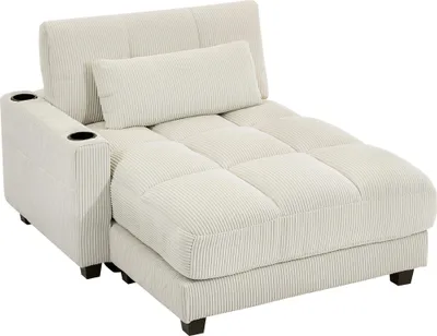 Produktbild von Sofa-Bett mit Kissen, Schaumstoff, zum Bett umwandelbar, Becherhalter, Cremeweiß