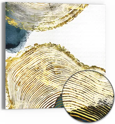 Produktbild von DEQORI Hybrid Leinwand Bild 30x30 cm 'Goldene Jahresringe' Wandbild Glas flach modern