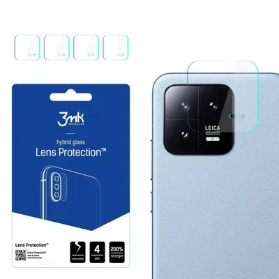 Produktbild von 3mk Hybridglas Lens Protection für Xiaomi 13 Kamera Objektiv Kameralinse 0,16mm 6H (4 Stück)