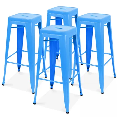 Produktbild von 4er-Set Hocker aus Mattmetall Blau - Oviala Indus