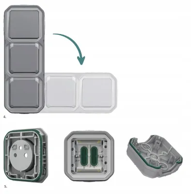 Image de Legrand PLEXO New Cache pour inverseur 1-fois en saillie pour locaux humides, montage par bornes à fiches, IP55 IK07, 10A blanc, 069851L