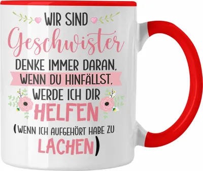 Produktbild von Trendation - Schwester Bruder Tasse Geschenk Geburtstag Sprüche Geschenkidee von Schwester Bruder (Rot)