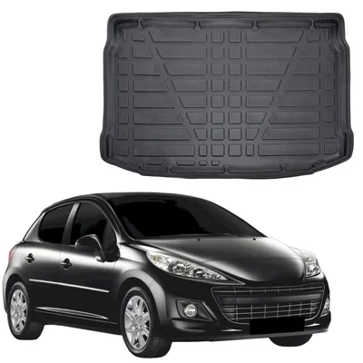 Produktbild von SCOUTT | Kofferraumwanne Laderaumwanne Kompatibel mit Peugeot 207 Hatchback 2006-2012, mit Hoher Rand, Kofferraum-Schutzmatte, Geriffelt, Aufrollbar, Schwarz