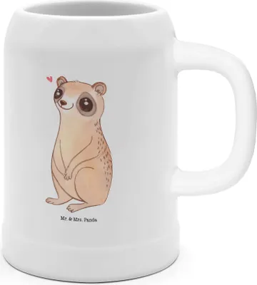 Produktbild von Mr. & Mrs. Panda Krug Plumplori Glücklich - Weiß - Geschenk, Steinkrug, Tiere, Humpen, Seidel, Niedlich, Keramikkrug, Glück, Tonkrug